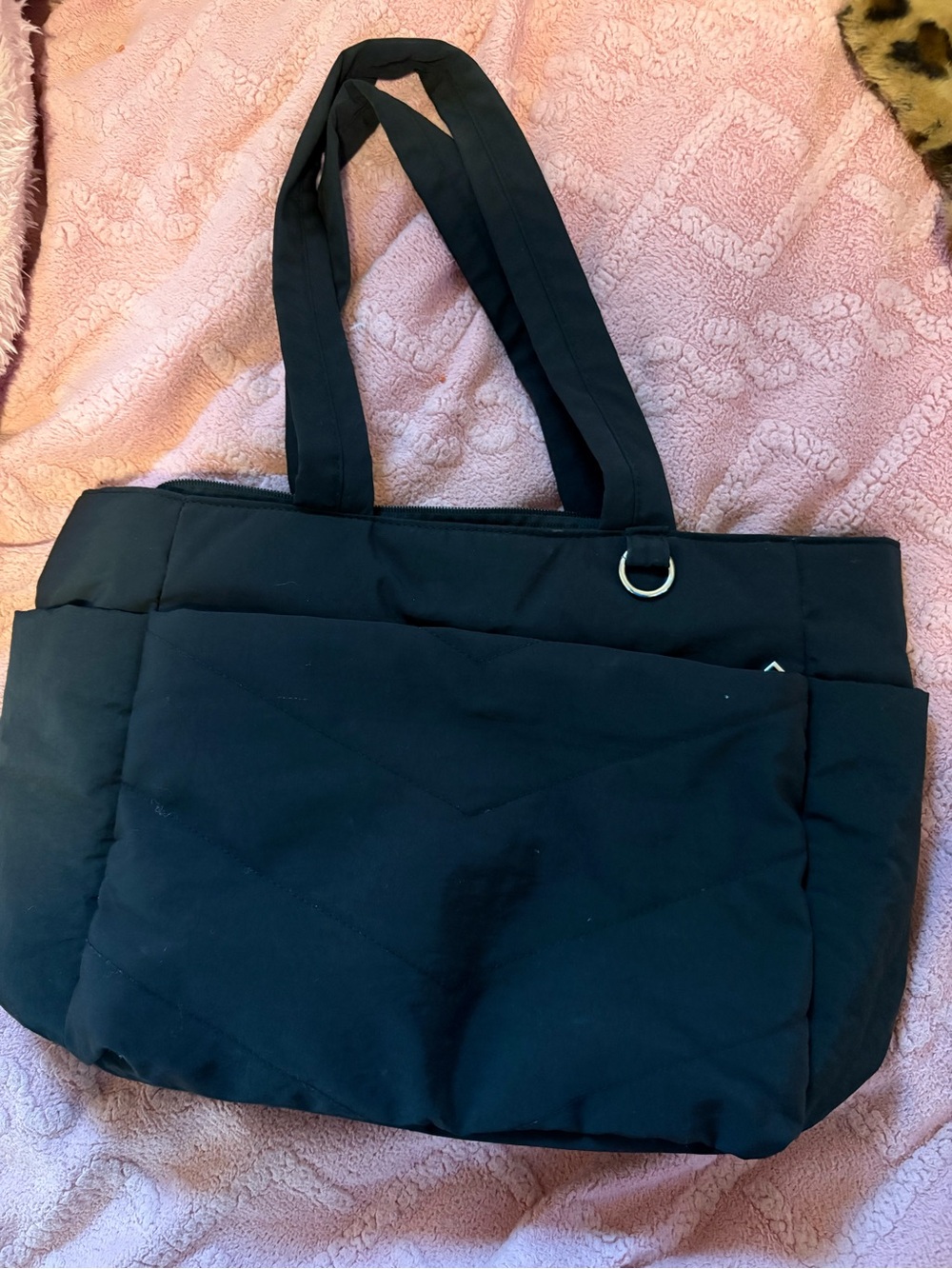 Black Quilted Tote Bag - Women's Shoulder Bag